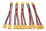 T-Trees 5 Pack of XT60 Parallel Battery Connector Cable Extension Y Splitter for DJI Phantom RC Mode Helicopter Quadcopter