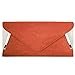 b.m.c BMC Womens PU Leather White Accent Envelope Clutch - Orange