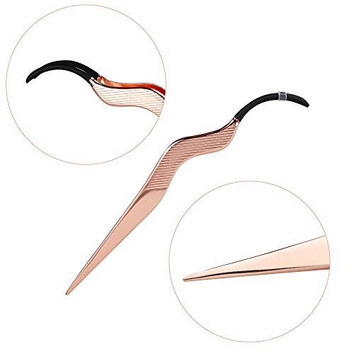 WBCBEC False Eyelashes Applicator Tool Portable Rose Gold Eyelash Extension Tweezers Stainless Steel Remover Clip Nipper