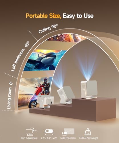 Smart Projector with 4K 8K Support, Portable Projectors with Wifi6 and Bluetooth5.4, 600 ANSI, Auto Focus & Obstacle Avoidance 1080P Mini Movie Proyector for Home Outdoor, Magcubic HY350Max
