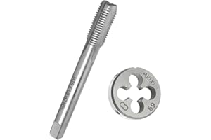SeonFook 2 PCS Metric M10 X 1mm Tap and Die Set, High Speed Steel Machine Tap Die Set, Hand Screw Thread Taps Set M10 Right Hand Thread Tapping Tool Round Thread Die