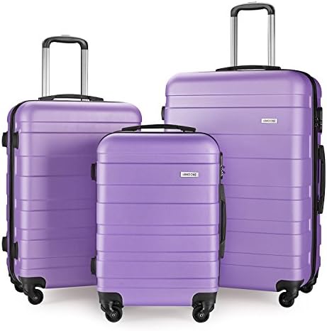Luggage Set Spinner Hard Shell Suitcase Lightweight Carry On - 3 Piece (20" 24" 28") (Light pur)