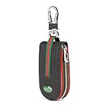 Leather Car Smart Key Chain Universal Key Holder Bag Black Zipper Case Cover Wallet Bag Shell Fob Ring (Land Rover)