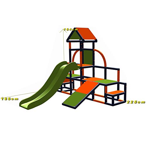 move and stic - Charlin Spielturm mit Rutsche und Schräge für den Garten oder das Kinderzimmer apfelgrün-orange… – Bild 5