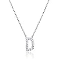 PAVOI 14K White Gold Plated Cubic Zirconia Initial Necklace | Letter Dainty Necklaces for Women