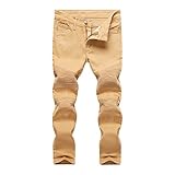 Boy's Khaki Biker Moto Ripped Distressed Fashion Skinny Slim Fit Jeans 10