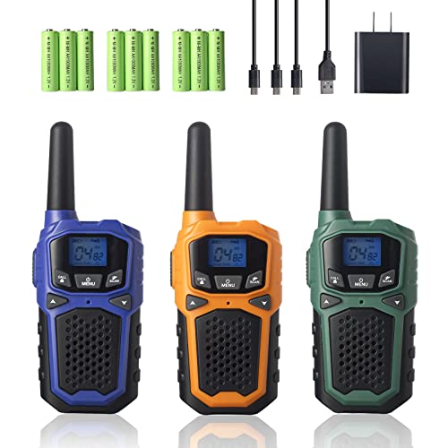 Rechargeable Walkies Talkies 3 Pack, Long Range WalkieTalkies for Kids