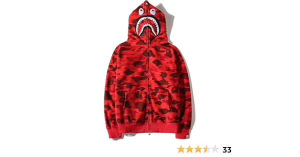 bape shark red moletom com capuz