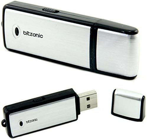 Bitzonic Digital Voice Recorder Black USB 8gb Flash Drive - Best Mini Spy Audio Recorder for Meetings, Presentations with On/off Switch Button