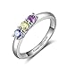 Personalized Mothers Rings with 3 Children Simulated Birthstones Mom Nana Rings Anniversary Rings for Women (3 Stones, 9)
