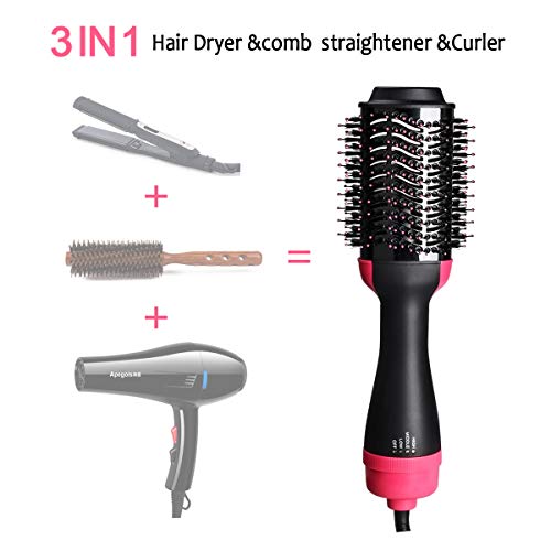 Hair Dryer Brush, 2-in-1 One-Step Hair Dryer & Volumizer Multi-functional Negative Ion Hair Straightener Curler Brush Reduce Frizz and Static for All Hair style - Thumbnail 2
