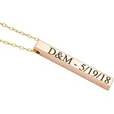 HotMixCold 4 Sided Name Bar Necklace Personalized in 14K Gold fill or 925 Sterling Silver or 14K Rose Gold Fill