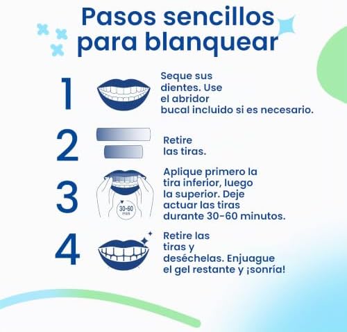 Tiras blanqueadoras de dientes profesionales, 7 tratamientos, seguras para el esmalte, blanqueamiento dental no sensible, blanqueamiento sin ningún daño, paquete de 14 tiras + abridor de boca