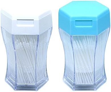 Terya Toothpick Holder(Bule &amp; White),inclued 400 Count Toothpicks(Pack of 2)