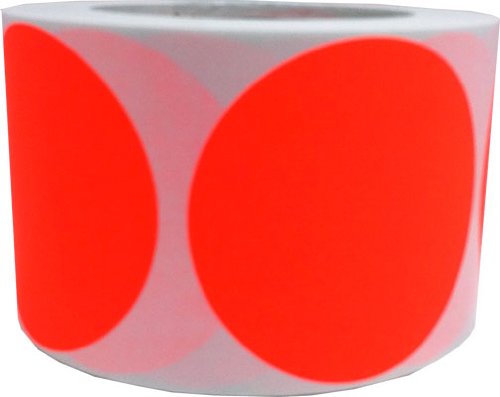 Fluorescent Orange Color Coding Labels - 3 Inch Round Dots, 500 Stickers Per Roll