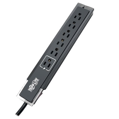Tripp Lite 6 Outlet Surge Protector Power Strip 6ft Cord Right Angle Plug 1440 Joules Tel &  INSURANCE (TLP606SSTELB)