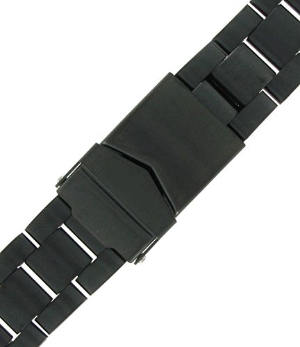 Hadley-Roma-MB5918BL-22mm-Curved-or-Straight-Black-PVD-Metal-Watch-Band