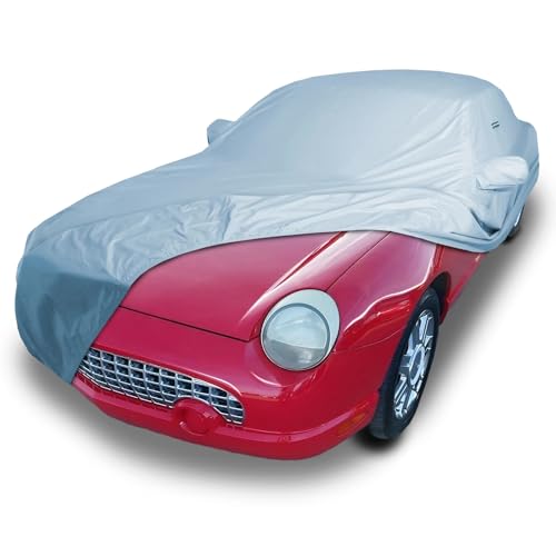 iCarCover Fits: [Ford Thunderbird] 2002-2005 Premium Full Car Cover Waterproof All Weather Resistant Custom Outdoor Indoor Sun Snow Storm Protection Form-Fit Padded Cover with Straps
