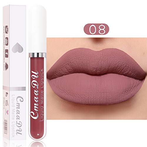 TONGHANG Matte Liquid Lipstick Makeup Set Waterproof Long Lasting Lip Gloss Smooth Soft Nude Sexy Matte Lip Glosses Lip Stains Makeup Gift Sets for Women Beauty Lip Gloss Cosmetics Set (1pcs,08)