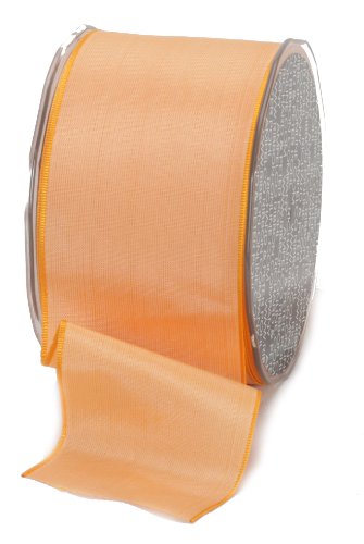 Ampelco Ribbon Company French Wired 27-Yard Taffeta Ribbon, 2.5-Inch, Peach