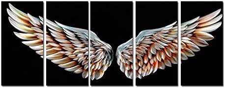 Yihui Arts Handmade 3D Angel Wings Metal Wall Art Work - Modern Home Decor (24Wx64L)