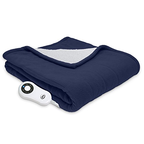 Serta Reversible Sherpa/Fleece Heated Electric Throw Blanket, 50"x60
