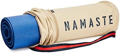 Large Namaste Yoga Mat Bag (28 in x 8 in) - Fits All Size Mats - Drawstring Carrier - Long Breathable Canvas Yoga Sling - Deep Front Pocket w/Hidden Secret Pocket