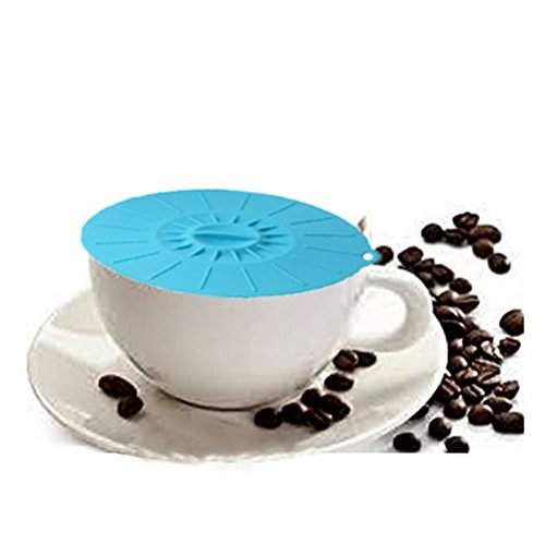 Kuke Bright Colors Silicone Suction Lids Food Covers Bowl Covers for Microwaves,Pots, Pans, Mugs and Containers (Blue-S)