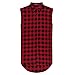 OLRIK Unisex Cashews Tattoos Hip Hop Side Zip Up Extra Long Plaid T Shirts Red M