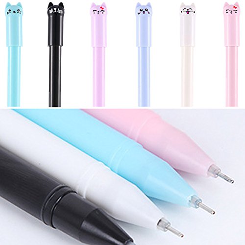12 Pieces Cute Cat Pen 0.5 mm Gel Pens Black Ball Point Pens for School Office Supplies - Thumbnail 3