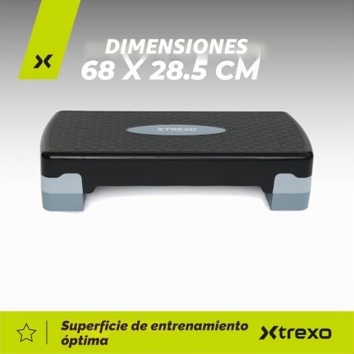 - Caminata aeróbica (68 x 28 cm, altura ajustable, 15-20 cm, polipropileno duradero y TPR de alta calidad, color gris