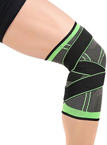 3D Knee Brace Support, Breathable Compression Knee Support Sleeve with Adjustable Weaving Straps for Pain Relief Running, Cross Fit, Sports (XL)