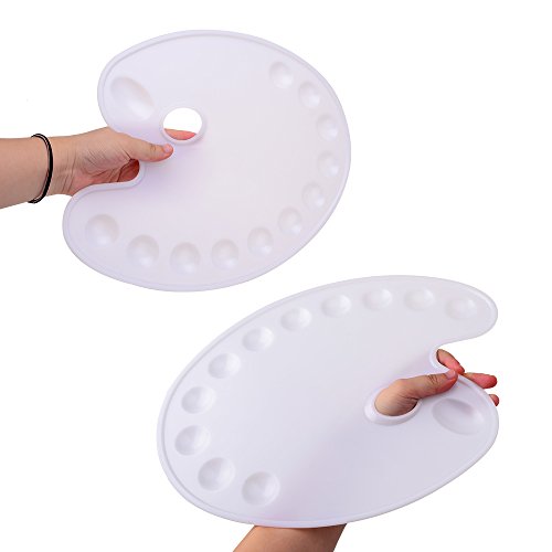 2 Pcs Paint Tray Palette Plastic, 11 inch by 14.5 inch, 12 Wells, for Professional Art Painting