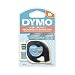 DYMO LetraTag Labeling Tape for LetraTag Label Makers, Black Print on Metallic Silver Tape, 1/2'' W x 13' L, 1 roll (91338) primary