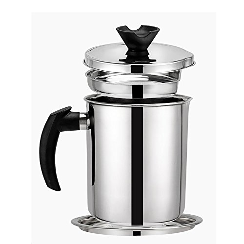 Oil Storage Grease Keeper, Grease Strainer Pot Grease Container with Mesh Strainer (2.3 L)