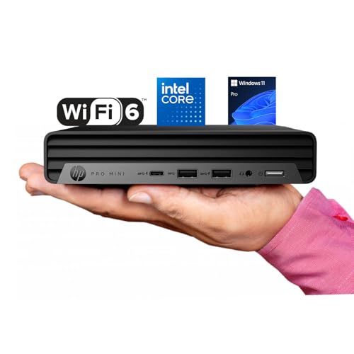 HP 2025 Pro G9 Mini Desktop Computer, Intel i3-13100T, 16GB DDR5 RAM, 512GB PCIe SSD, Triple 4K Display Support, USB-C, Ultra-Quiet Design, WiFi-6, Bluetooth 5.2, Keyboard & Mouse, Windows 11 Pro