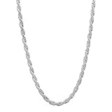 2.2mm 925 Sterling Silver Nickel-Free Diamond-Cut Rope Link Italian Chain, 26