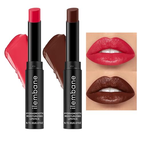 ilembane Hydrating Lipstick Set, True Red & Cocoa Brown Tinted... 41tgdS2UgGL
