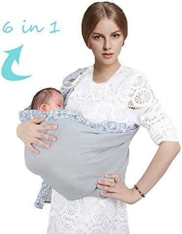 Baby Ring Sling Wraps Carrier - 6 in 1 Adjustable And Breathable Newborn Gifts For Newborns Infants Babies Toddlers Shower Breastfeeding With Privacy, One Size Fits All