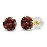 2.00 Ct Round 6mm Natural Red Garnet 14K Yellow Gold Women's Stud Earrings