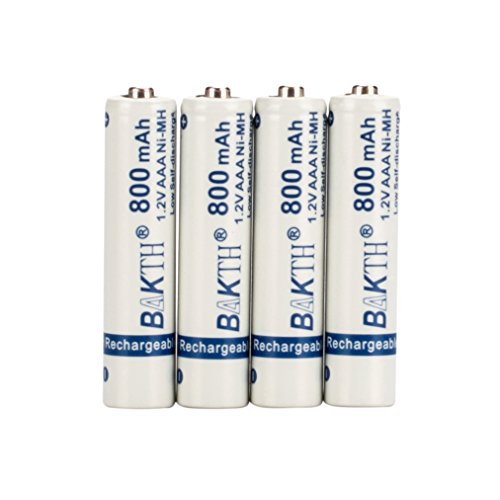 BAKTH 800mAh 1.2V AAA High Performance NiMH Cycle Low Self-Discharge Rechargeable Batteries for Toys Cordless Phones and more Household Devices (4 Pack)