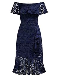 Missmay vestido de encaje floral vintage con volantes divididos para fiesta de noche