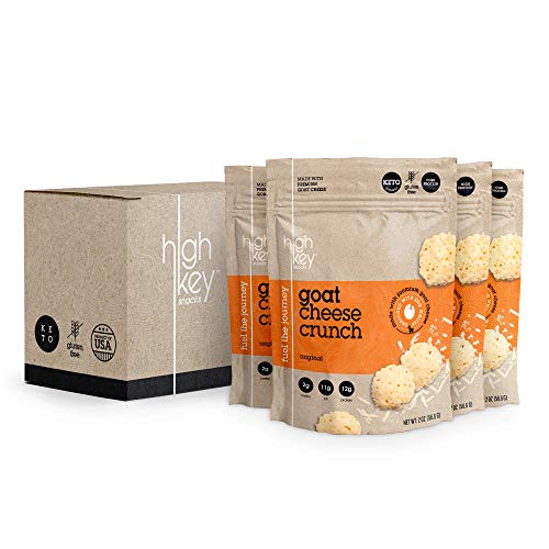 HighKey Snacks Cheese Crunch - Goat Cheese & Egg White High Protein Cheese Crisps, Pack of 4, 2oz Bags - Keto Friendly, Gluten Free, Low Carb, Healthy Snack - Ketogenic Food with Natural Ingredients