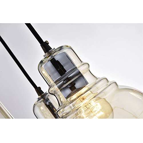 jojospring Mariana Antique Black Cognac Glass 3-Light Cluster Pendant Chandelier