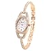 Women's Elegant Minimalism Rhinestone Crystal Stainless Steel Wrist Watch Rose Gold