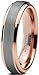 Tungsten Wedding Band Ring 4mm Men Women Comfort Fit 18k Rose Gold Grey Step Bevel Edge Brushed Polished Size 7.5
