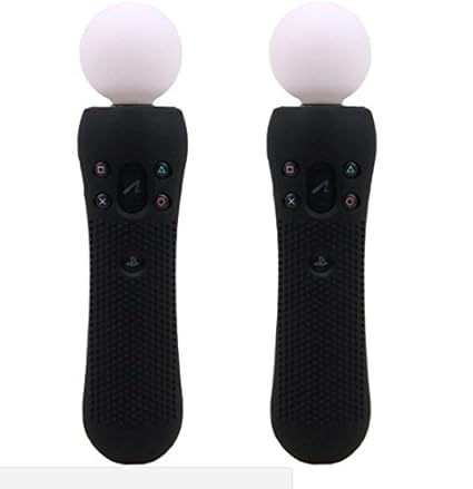 2 Pcs Anti-Rutsch (Schwarz) Silikon Gummi Cover schützende Haut Fall für Playstation PS4 VR Move Motion Controller