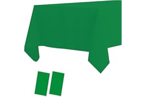 ATOPLUTLY 2 Pack Plastic Tablecloths Disposable Plastic Table Covers Table Cloths for BBQ Picnic Birthday Wedding Parties Waterproof TableCloth Oil-proof Table Cloth Light Weight Green Table Cover 54 x 108 In