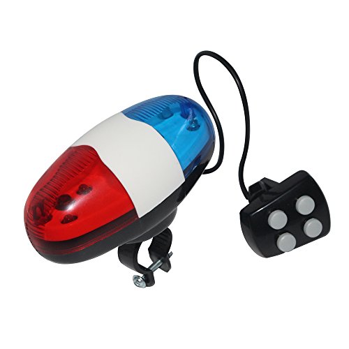 Generic 6 LED Cycling Police Siren Electric Light Horn Bell with Four Switches Control 4-tone of Police Whistle