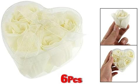 Bathing Shower Off White Rose Flower Bath Soap Petals w Heart Shaped Box